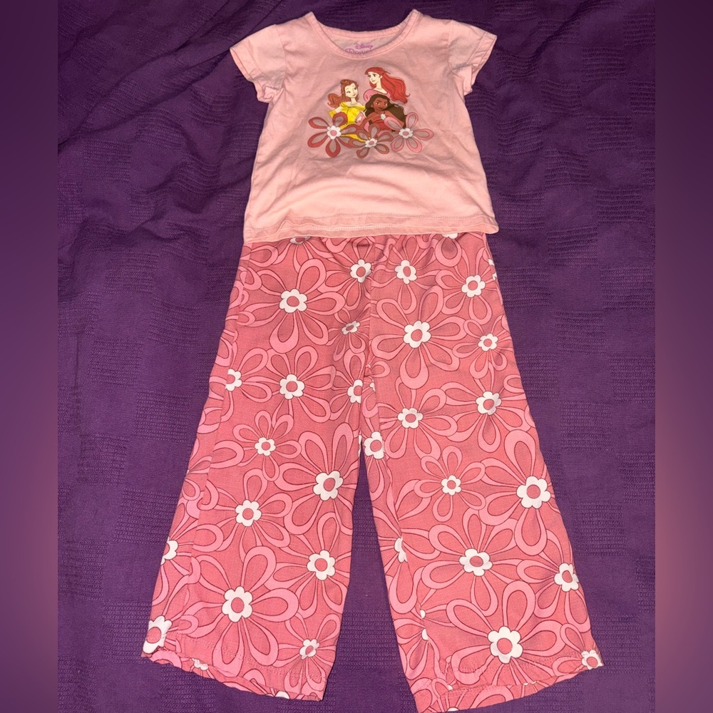 Disney Pink Floral Princess Pajama Set